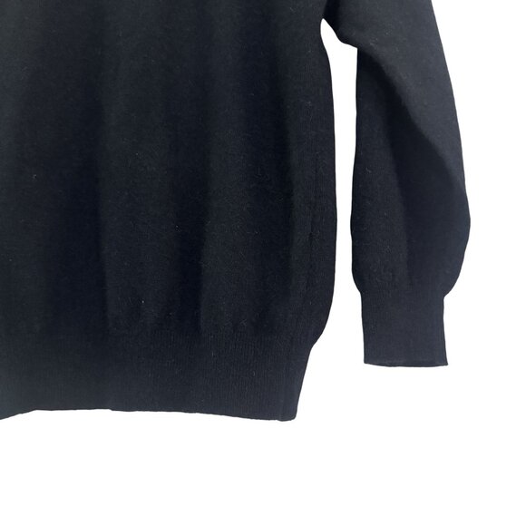 Vintage Womens Black Wool Rib Cuffs & Hem Crew Neck Long Sleeve Sweater Size M - Picture 3 of 8
